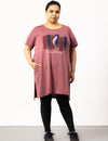 Long Line Hip Covering T-Shirt For Women -Half Sleeves- Mauve
