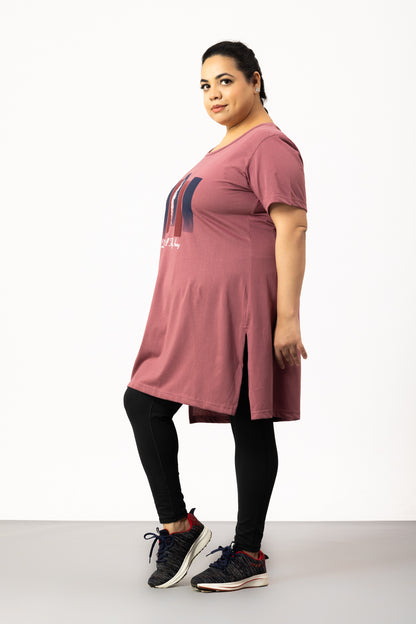 Plus Size Long T-shirts For Women - Half Sleeve - Pack of 2 (Teal/Mauve)