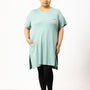 Plus Size Half Sleeves Long Top For Women - Sage