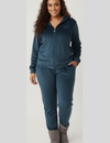 Winter Cotton Velour Tracksuit Set For Woman -Blue Velvet