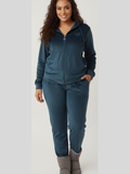 Winter Cotton Velour Tracksuit Set For Woman -Blue Velvet