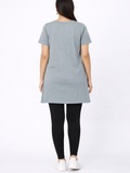 Plus Size Long Hip Covering T-shirts For Women - Half Sleeve - Pack of 2 (Grey & Black)