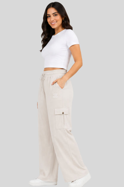 Cupid Woman Cotton Straight Fit Cargo Pants Lounge Bottom with 4 Functional Pockets