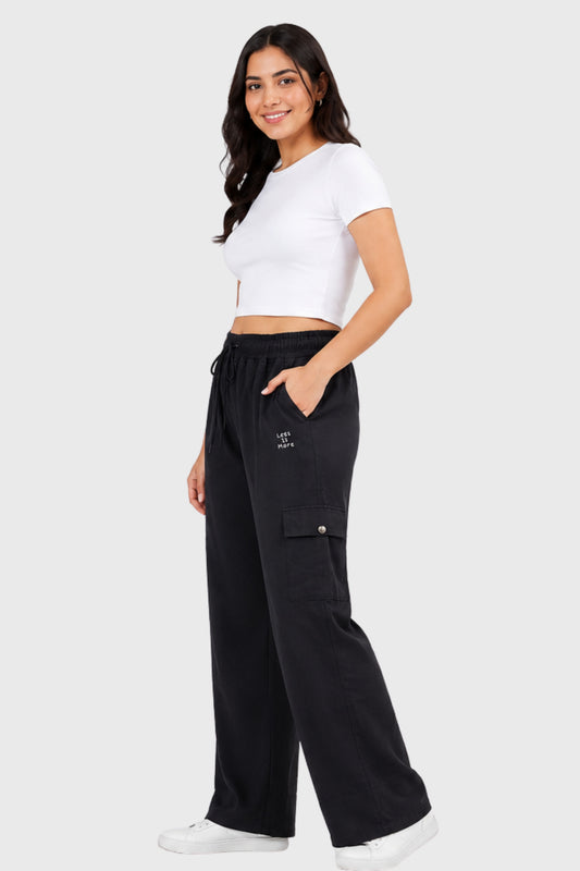Cupid Woman Cotton Straight Fit Cargo Pants Lounge Bottom with 4 Functional Pockets