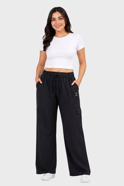 Cupid Woman Cotton Straight Fit Cargo Pants Lounge Bottom with 4 Functional Pockets