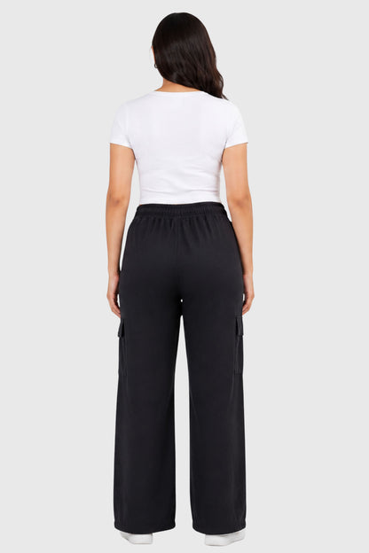 Cupid Woman Cotton Straight Fit Cargo Pants Lounge Bottom with 4 Functional Pockets
