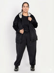 Winter Cotton Velvet Tracksuit For Women - Black