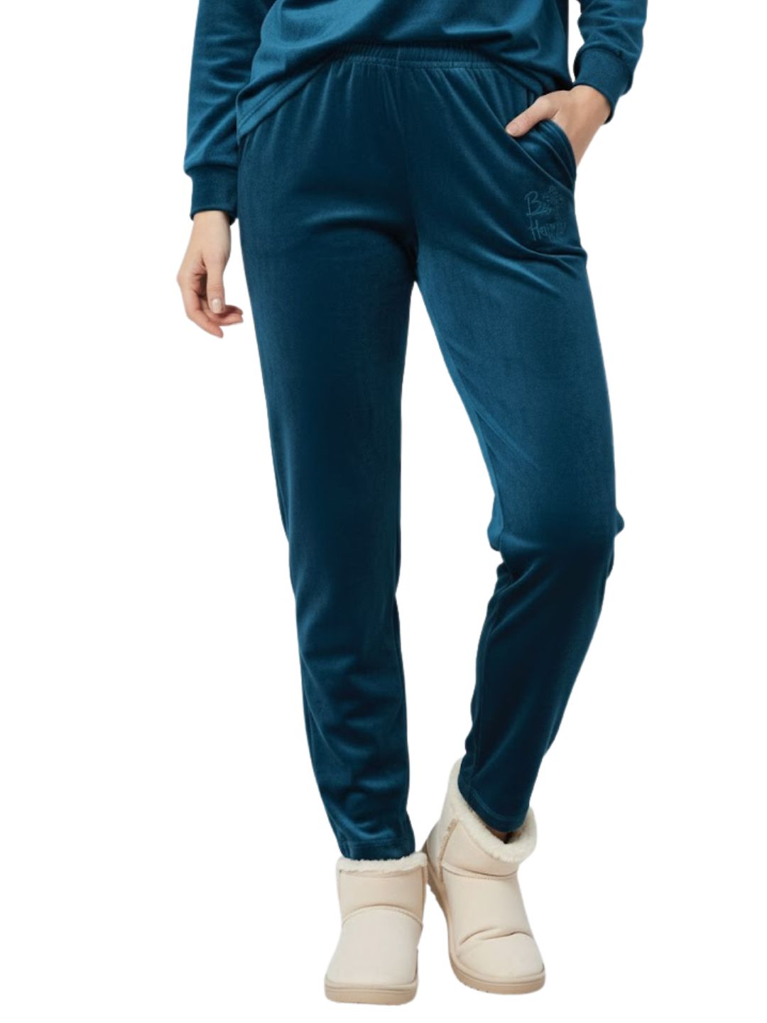 Winter Cotton Velour Pyjamas For Women -Blue Velvet