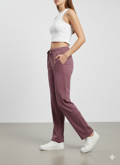 Mid Rise Easy Cotton Pants-Cherry Blossom