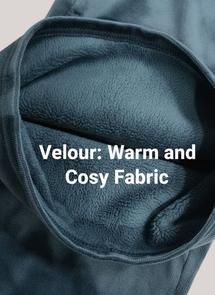 Winter Cotton Velour Tracksuit Set For Woman -Peacock Blue