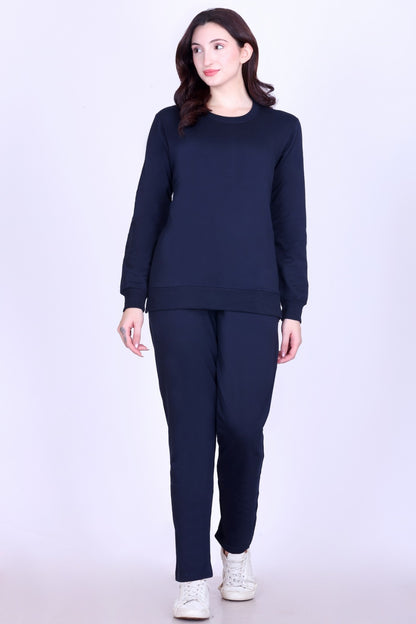 Women’s Cotton Fleece Co-Ord Set – Winter Wear-Navy