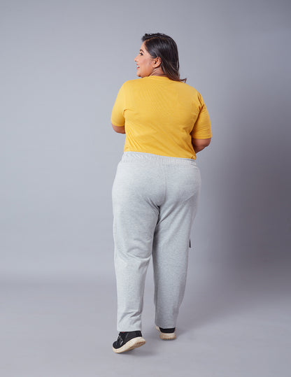 Plus Size Winters Cozy Fleece Cargo Pants For Women - Grey