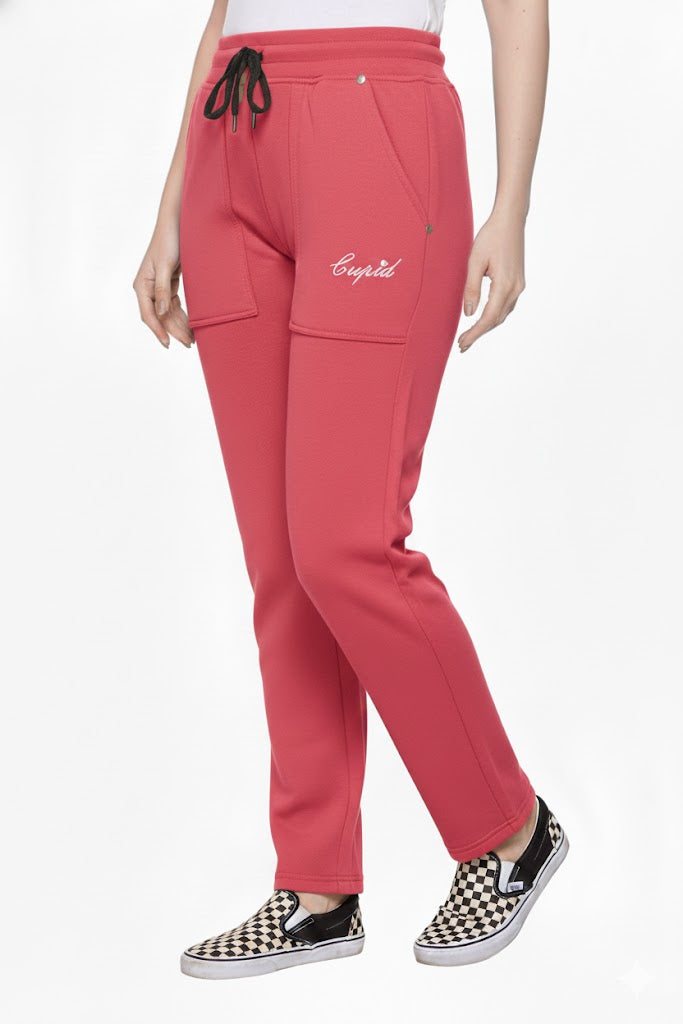 Winters Fleece Lined Warm Sweatpants -Coral