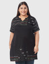 Plus Size Printed Long Tops For Woman Half Sleeves