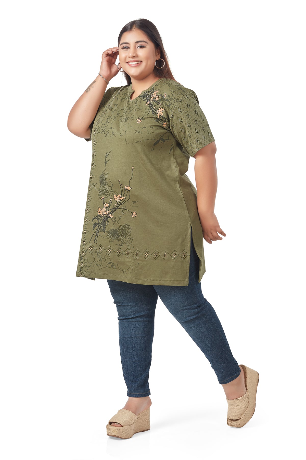 Buy Comfortable Half Sleeves Plus Size Print Cotton Long Top For Women(Pack  of 2) In Red And Olive Green Online In India - Cupidclothings – Cupid  Clothings