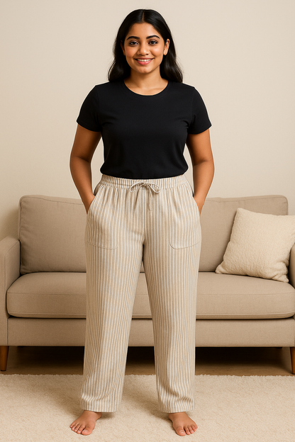 Women’s Cotton Striped Pajama Pants | High Waisted | Sizes L–5XL