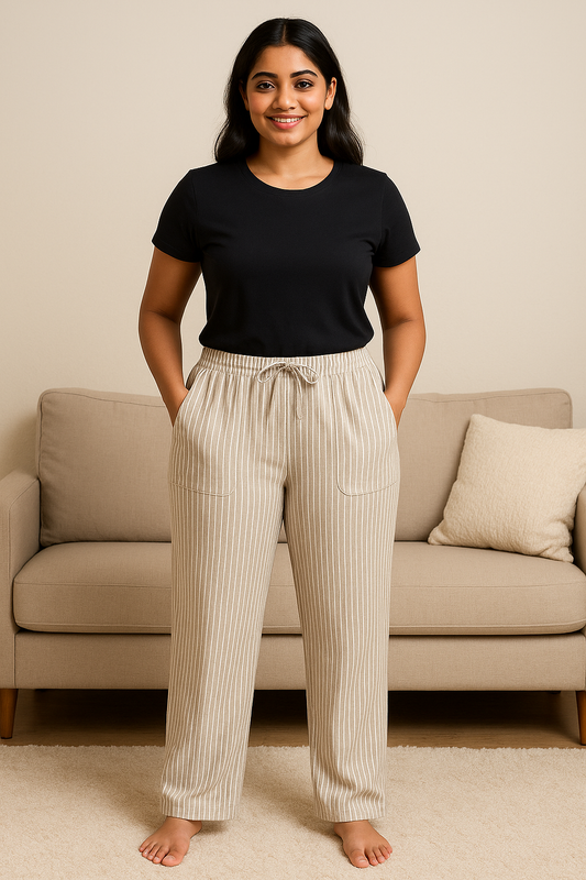 Women’s Cotton Striped Pajama Pants | High Waisted | Sizes L–5XL