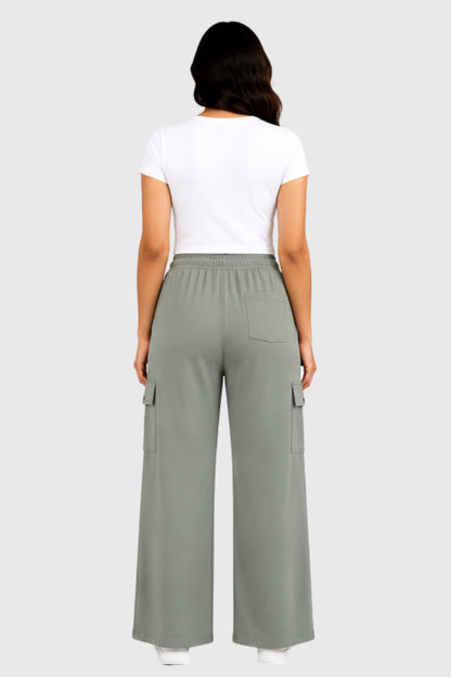 Cupid Woman Cotton Straight Fit Cargo Pants Lounge Bottom with 4 Functional Pockets