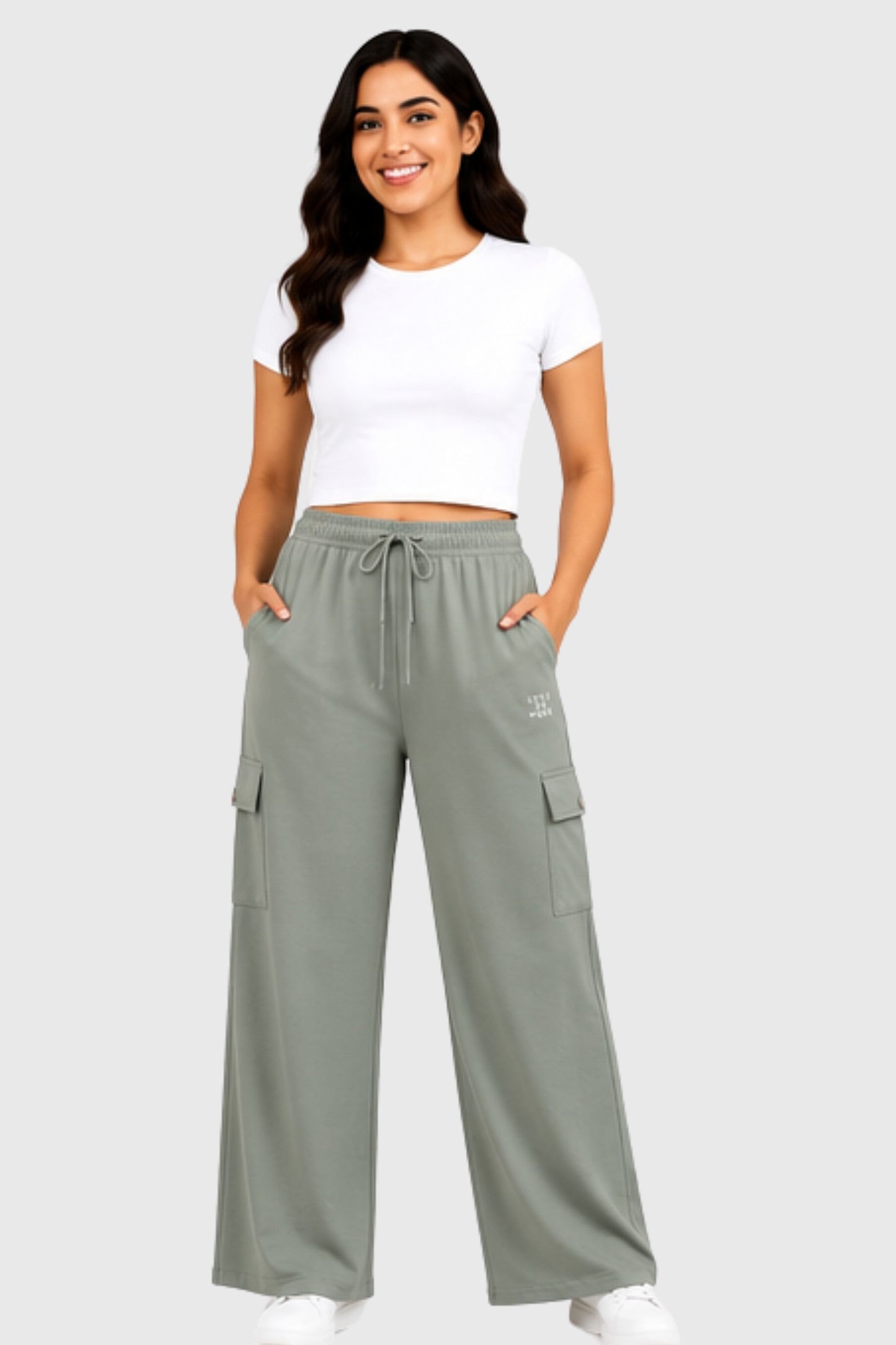 Cupid Woman Cotton Straight Fit Cargo Pants Lounge Bottom with 4 Functional Pockets