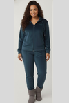 Winter Cotton Velour Tracksuit Set For Woman -Peacock Blue