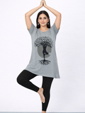 Plus Size Long Hip Covering T-shirts For Women - Half Sleeve - Pack of 2 (Grey & Black)