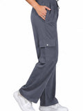 Women Smart Straight Fit Easy Wash Cargo Pants-Grey