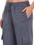 Women Smart Straight Fit Easy Wash Cargo Pants-Grey