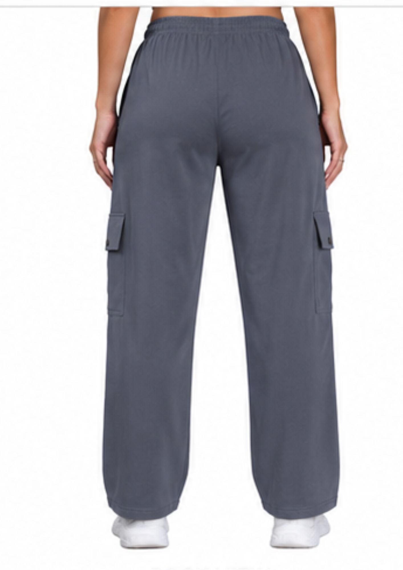 Women Smart Straight Fit Easy Wash Cargo Pants-Grey
