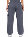 Women Smart Straight Fit Easy Wash Cargo Pants-Grey