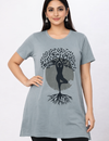 Plus Size Long T-shirt For Women - Half Sleeve - Grey