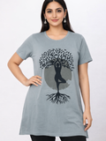 Plus Size Long Hip Covering T-shirts For Women - Half Sleeve - Pack of 2 (Grey & Black)