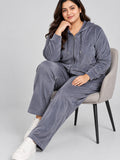 Winter Cotton Velvet Tracksuit For Women - Cloud Grey