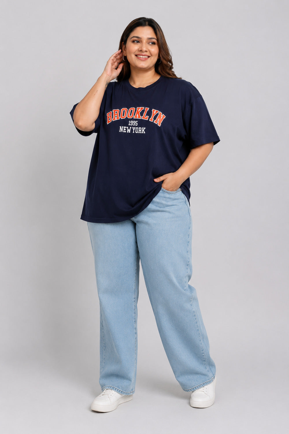Cupid Woman Basic Printed Cotton Tees In Plus Sizes
