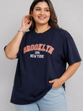 Women's Cotton Lycra Graphic Printed Oversized T-Shirt with Round Neck and Half Sleeves | Soft Stretch Casual Tee | Sizes M–5XL