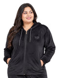 Winter Cotton Velvet Tracksuit For Women - Black