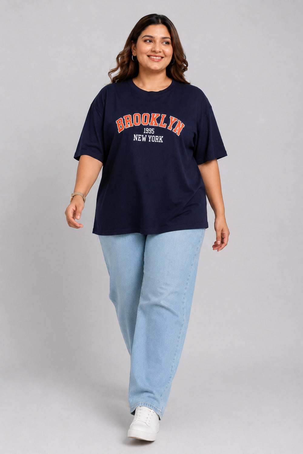 Cupid Woman Basic Printed Cotton Tees In Plus Sizes