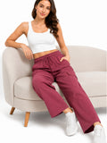 Women Smart Straight Fit Slay Cargo Pants-Rose Pink
