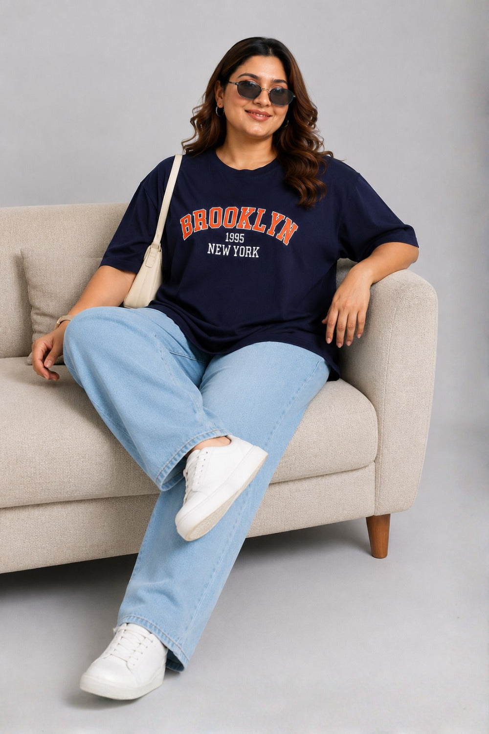 Cupid Woman Basic Printed Cotton Tees In Plus Sizes