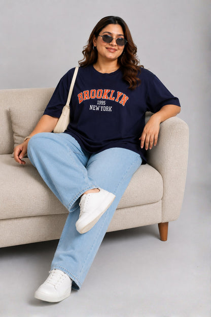 Cupid Woman Basic Printed Cotton Tees In Plus Sizes