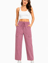 Women Smart Straight Fit Slay Cargo Pants-Mauve
