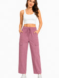 Women Smart Straight Fit Slay Cargo Pants-Mauve