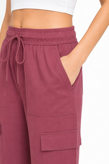 Women Smart Straight Fit Easy Wash Cargo Pants-Rose Pink
