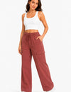 Women Smart Straight Fit Slay Cargo Pants-Chocolate