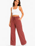 Women Smart Straight Fit Slay Cargo Pants-Chocolate