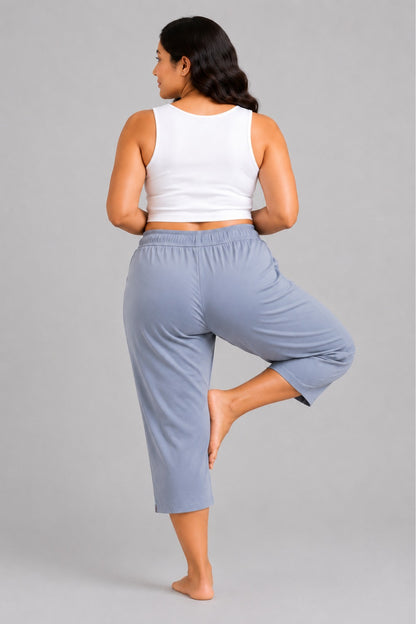 Cotton Capris For Women - Half Capri Pants - Pearl Grey