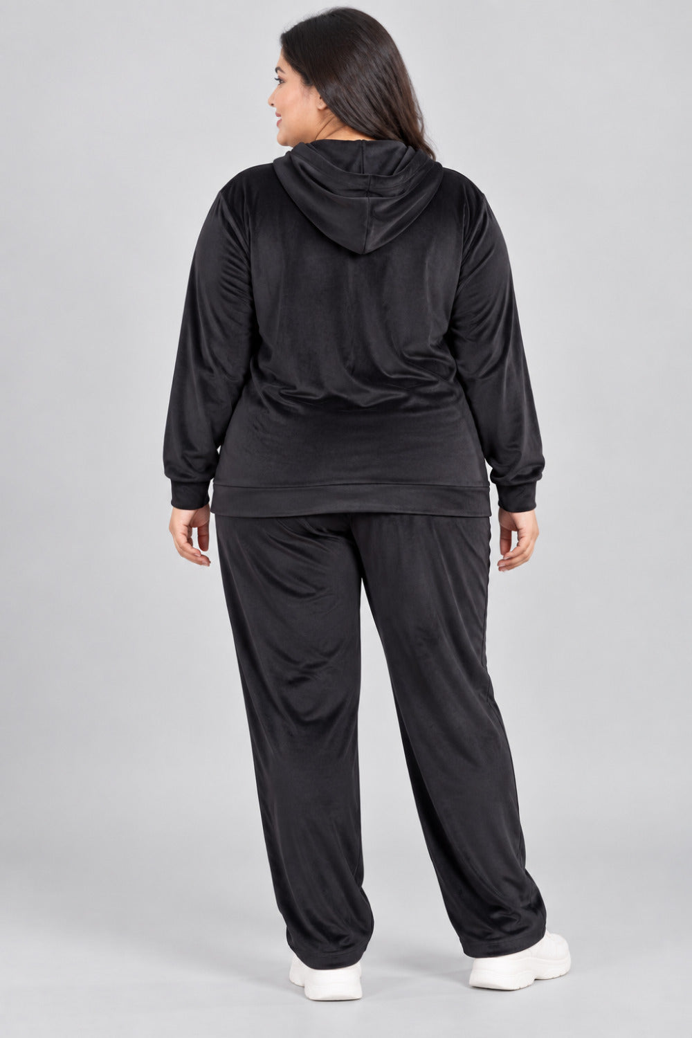 Winter Cotton Velvet Tracksuit For Women - Black