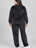 Winter Cotton Velvet Tracksuit For Women - Black