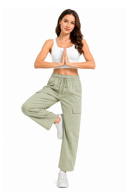 Woman Smart Straight Fit Slay Cargo Pants-Sage