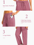 Women Smart Straight Fit Slay Cargo Pants-Mauve