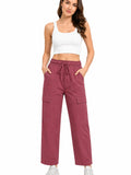 Women Smart Straight Fit Slay Cargo Pants-Rose Pink